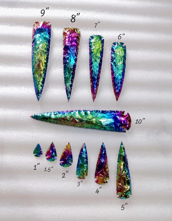 Titanium Coated Quartz Arrowhead - Metaphysical Decor Piece -Rare Collectible