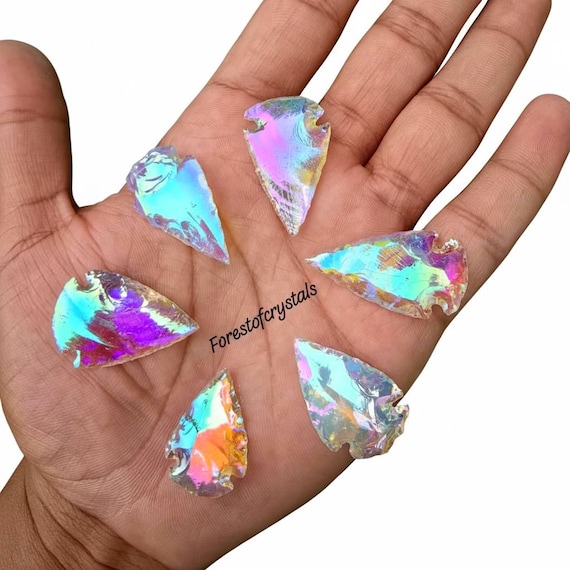 Angel Aura Opalite Arrowhead Pendant: Healing Crystal, 30mm