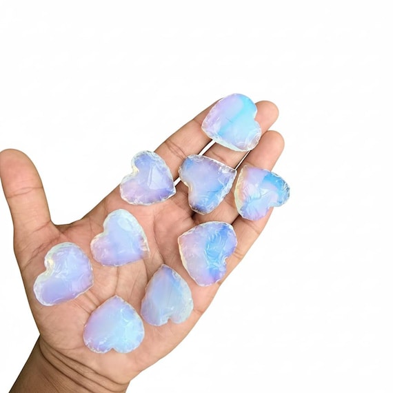 Opalite Heart Carving: Metaphysical Crescent Gemstone, Love Gift
