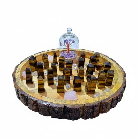 Small Tiger Eye Obelisk Point (40-50mm) | Grounding Chakra Crystal Tower | Reiki Wand & Desk Decor Gift