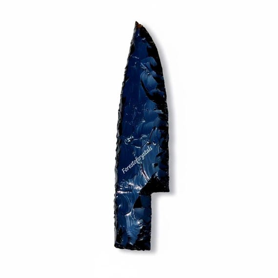 Hand Knapped Black Obsidian Athame Knife | 3-10 Inch Handmade Stone Ritual Dagger