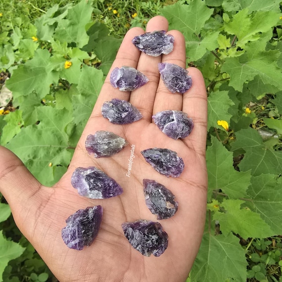 Natural Amethyst Arrowhead: Crown Chakra Healing Crystal, Jewelry Making (1" inch)