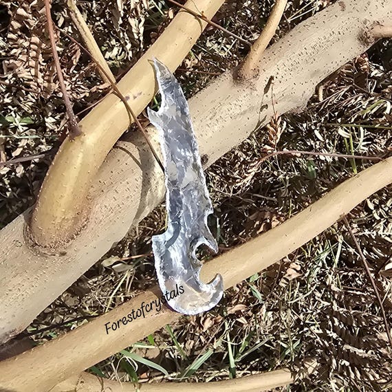 Handmade Clear Obsidian Glass Arrowhead: Dragon Knife, 5.5-6 Inch