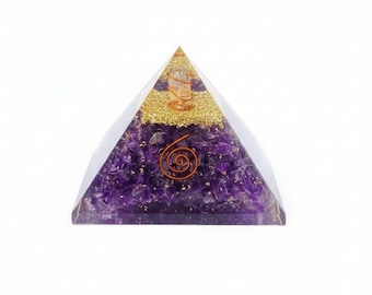 Large Amethyst Orgonite Pyramid, Chakra Healing, Energy Generator
