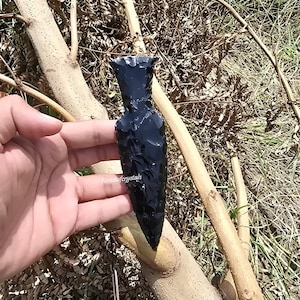 Large Black Obsidian Sword Obsidian Knife man Handmade Knife Gemstone Knives Hand Knapped Obsidian Blades Quality Crystal Knife 6&quot; Inch.