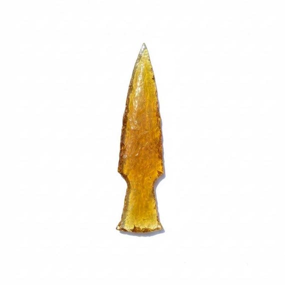 Citrine Glass Ritual Dagger: Hand Knapped Arrowhead Athame