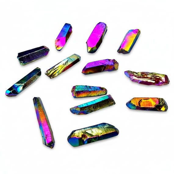 Rainbow Titanium Aura Quartz Crystal Point - Jewelry Making, Gridding