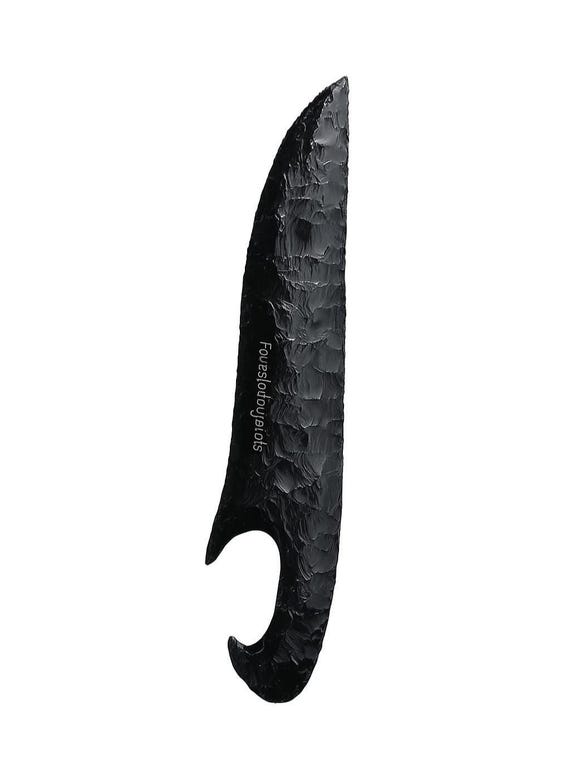 Custom Obsidian Dagger: Hand Knapped Volcanic Glass Knife, Collector's Athame (12 inch)