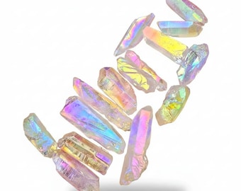 Angel Aura Quartz Crystal Point - Rainbow Titanium Druzy Stone (25-35mm)
