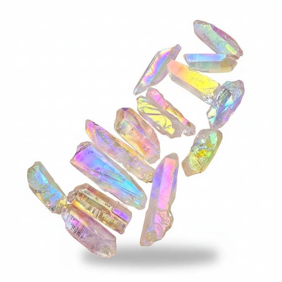 Angel Aura Quartz Crystal Point - Rainbow Titanium Druzy Stone (25-35mm)