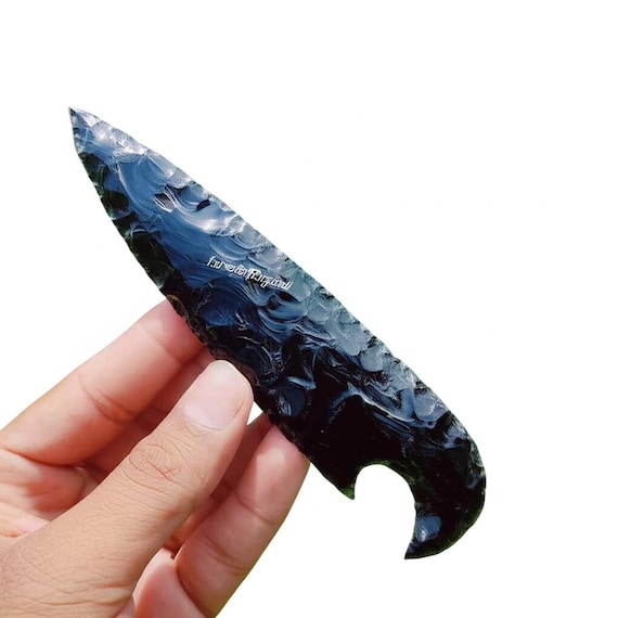 Beautiful Black Obsidian Athame Obsidian Knife, Handmade Stone Knife Gift For Her, Hand Knapped Obsidian Daggers Crystal Knife 6" Inches