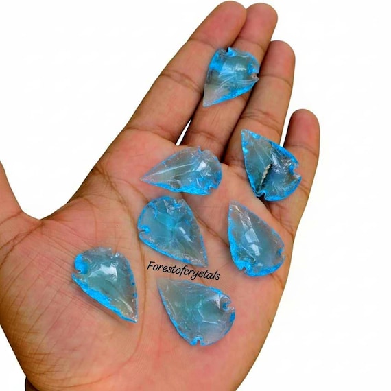 Hand Carved Aqua Obsidian Arrowhead 1" to 1.5", Crystal Arrowhead, Crystal Metaphysical Obsidian Arrowhead Shape Gemstone for Jewelry Making