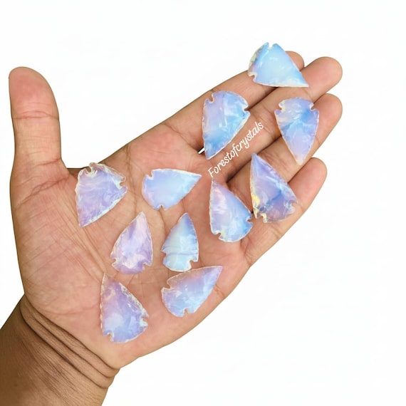 Hand Carved Opalite Arrowhead: Spiritual Crystal Point, Jewelry Making