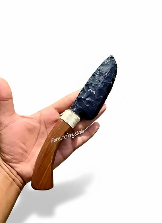 Handmade Obsidian Crystal Athame Knife: Spiritual Home Decor, 10 Inch