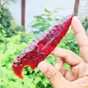 Large Red Obsidian Knife/ Red Obsidian Knife - Hand Carved Volcanic Glass Blade/ Genuine Red Obsidian Blade - Unique Collector&#39;s Piece