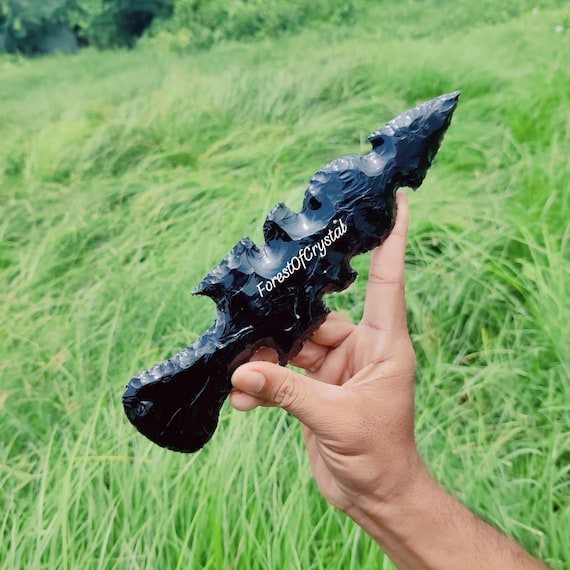Large Obsidian Sword,Obsidian Knife,Obsidian Handcrafted Knife,Obsidian Knives,Hand Knapped,Obsidian Blades,Quality Crystal Knife 10"inches