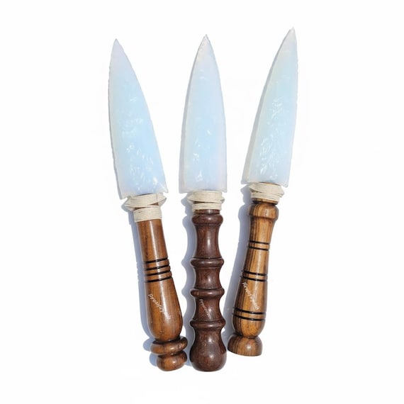10inch Handmade Opalite Arrowhead with Handle – Arrowhead Dagger with Handle – Spiritual Crystal Knife for Collectors Altar & Display
