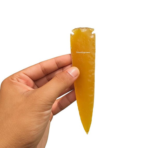 Orange Calcite Glass Arrowhead Knife – Hand Knapped Stone Blade | Crystal Athame | Ritual Dagger | Lava Blade | 1 To 6 inch Spiritual Knife