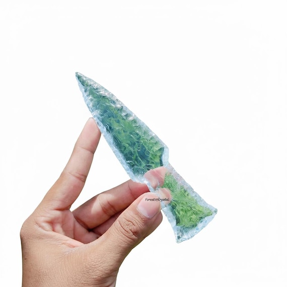 Hand Knapped Clear Quartz Dagger: Crystal Athame Knife, Flint Blade