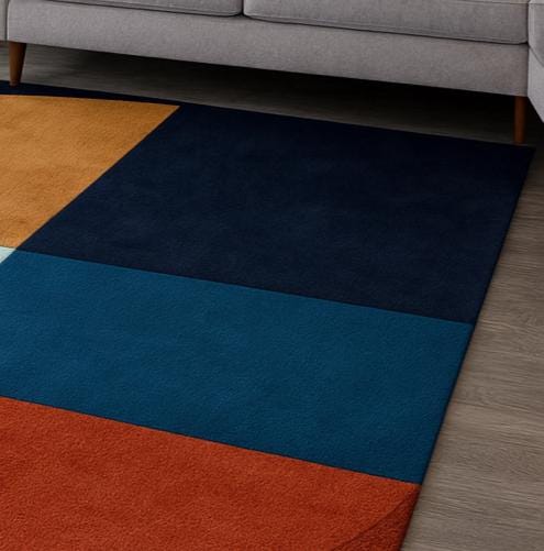 Geometric Color Block Rug Hand Tufted Contemporary Area Carpet ...