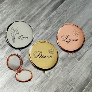 Custom Engraved Compact Mirror, Personalized Bridesmaid Gift