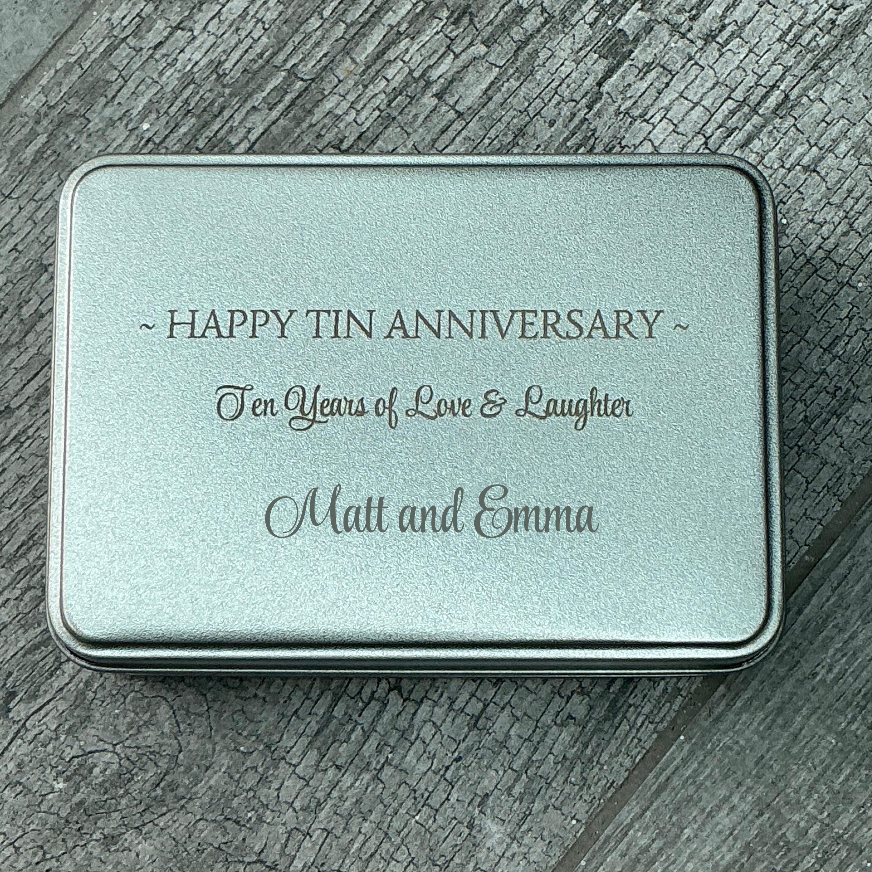 Personalized 10th Anniversary Tin Keepsake Box, Engraved Metal Gift - Etsy