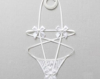 White Flat Jersey Only Bow Slip Suite - Women Suite - Wedding Anniversary Gift