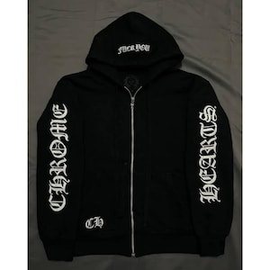 Streetwear Sweat à capuche zippé noir Sweat à capuche graphique avant-gardiste Mode unisexe Noir