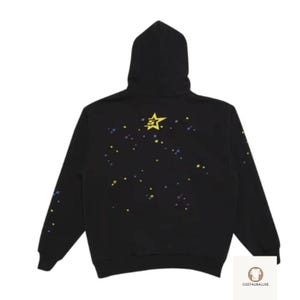 Web Hoodie Streetwear Pullover with Star & Web Print
