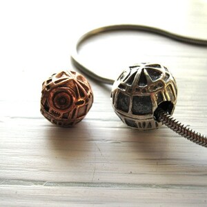 Come Over To The Dark Side /Hand Formed Death Star Copper PMC/ Precious Metal Clay Handmade unique pendant necklace bead large hole 5mm