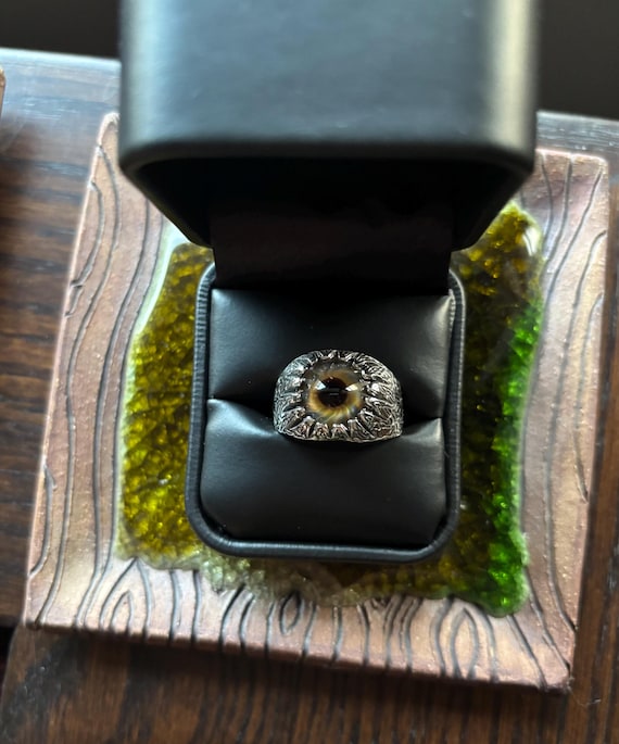 ThE HiLLs HaVe EyEs MoNsTeR EviL EYe Ring Sterling Silver handmade Oddity Strange Blue Green Hazel size 6 7 8 9 10 11 12 13 14 15 unisex men