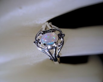 Sweet Opal Swirl Ring Sterling Silver handmade fine jewelry Ethiopian Faceted red blue orange white black Adomuka size 3 4 5 6 7 8 9 10 11