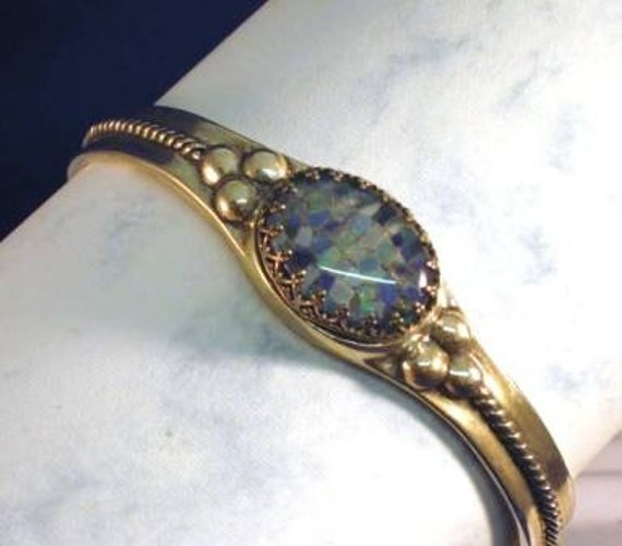 SALE Today 10% Off /Mosaic Opal Triplet sterling cuff bracelet