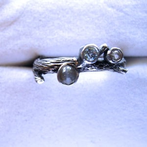 Unique Gemstone Ring Sterling Silver Twig 1 2 3 or 4 gem handmade 1/2 size 6 7 8 9 10 blue white topaz purple amethyst tanzanite alexandrite
