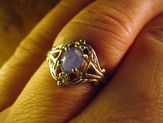 Baby Blue Natural Star Sapphire Sterling Silver filigree ring custom 4 4.5 5 5.5 8 8.5 9 9.5 10 sizes free 6 6.5 7 7.5 handmade fine jewelry