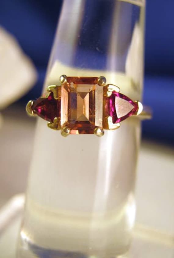 Three Stone Emerald cut Pink Tourmaline Ring Genuine Rubellite Sterling Silver handmade fine jewelry custom size 4 5 6 7 8 9 10 11