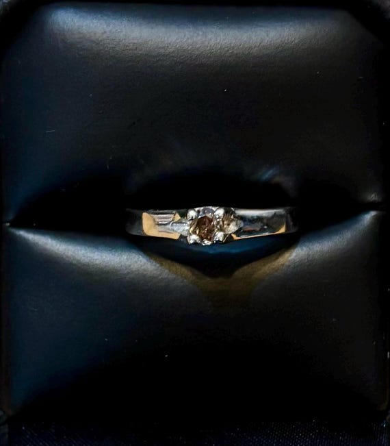 Champagne Diamond 4mm Round Brilliant quarter carat + set in Sterling Silver solitaire ring custom sizes 4 5 6 7 8 9 10 11 12 13 14 15