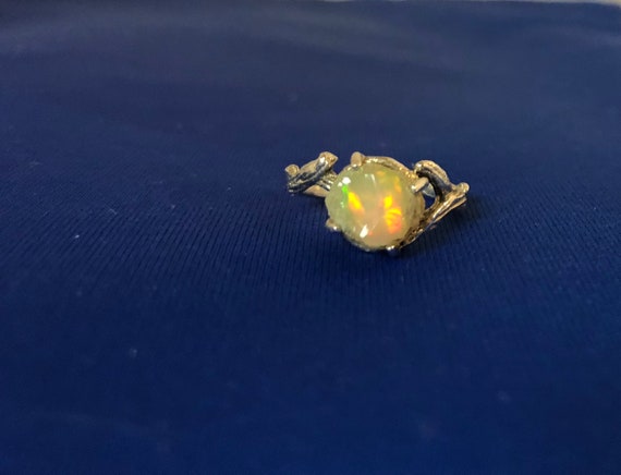 Raw Genuine Ethiopian Fire Opal Twig Ring Sterling Silver Red yellow orange blue Handmade rough gemstone custom size 4 5 6 7 8 9 10 11