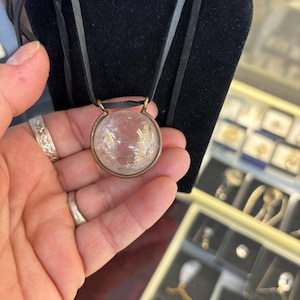 Large Quartz Crystal Ball Sphere w/ rainbow 30mm Copper Pendant Necklace free leather cord included handmade fine jewelry image 7