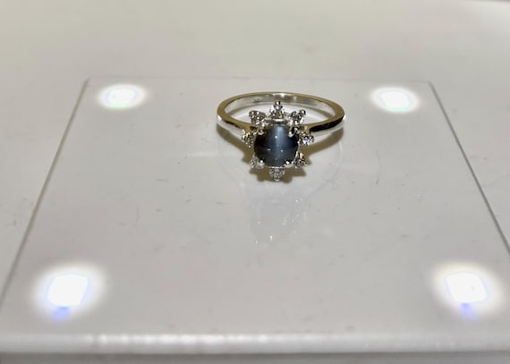 Genuine Color Change Alexandrite Catseye Ring Green to Blue Sterling Silver Diamond accents custom size 4 5 6 7 8 9 10 11 Fine Jewelry