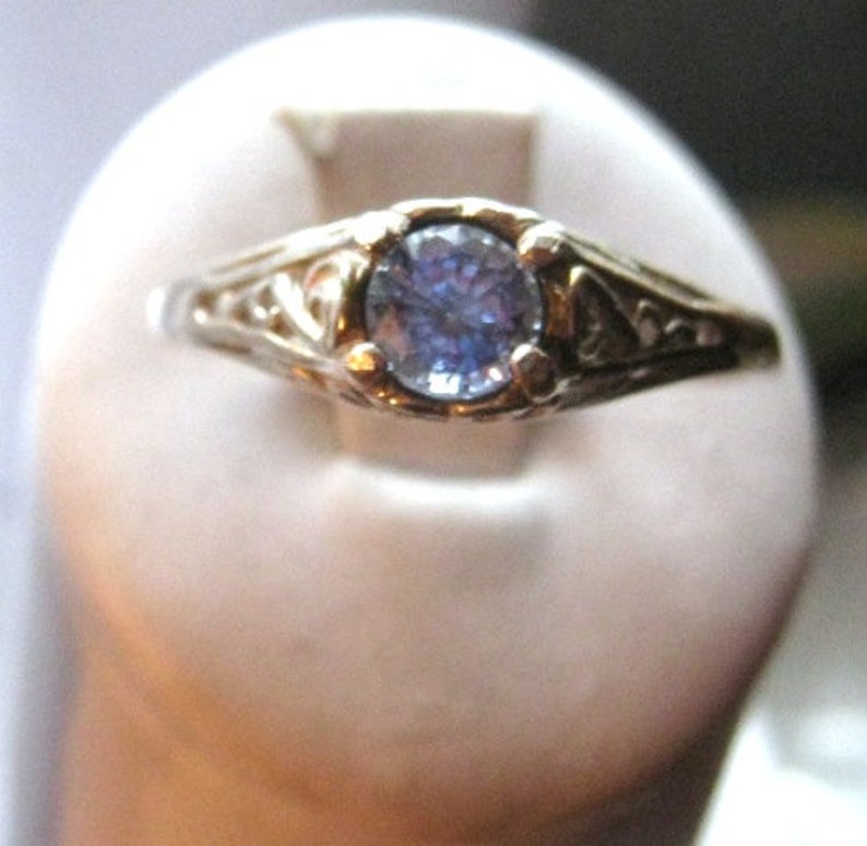 Birthstone Sterling Silver Filigree Ring handmade purple amethyst yellow citrine blue white opal topaz fine jewelry size 3 4 5 6 7 8 9 10 11 image 3