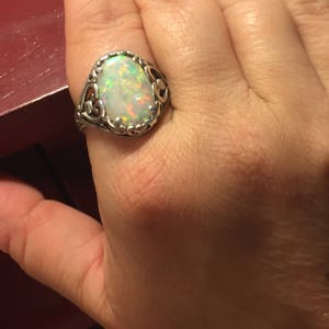 Choice of Lab created or Genuine Australian White Opal Ring Sterling Silver handmade fine jewelry size 4 5 6 7 8 9 10 11 custom image 5