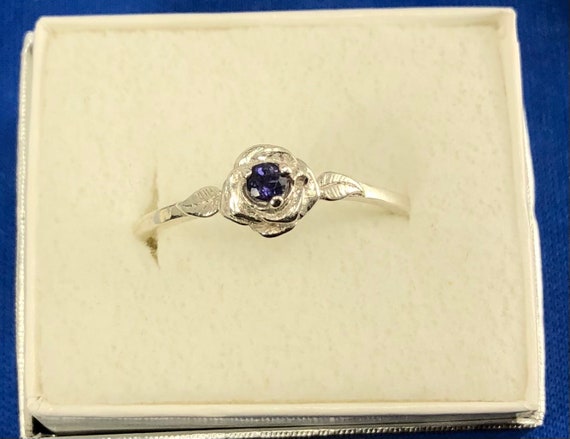 Sweet Rose Ring Sterling Silver Tiny Iolite Violet Sapphire Blue pink Topaz Tanzanite size 3 4 5 6 7 8 9 10 11 Handmade Fine Jewelry