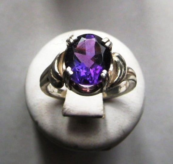 Purple Amethyst Ring Sterling Silver Large gemstone handmade fine jewelry Pale Green Prasiolite size 4 4.5 5 5.5 6 6.5 7 7.5 8 8.5 9 9.5 10