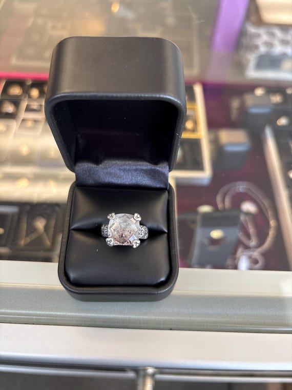 Cushion Cut Strawberry Quartz ring Lepidocrosite clear red black collector gem sterling silver handmade fine jewelry 5 6 7 7.5 8 9 10 half