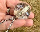 ◆VINTAGE HOLLYWOOD◆ Crystal n Ball Necklace VH2435NE003M Alien Holding Faceted Crystal Ball Silver Finish Pewter