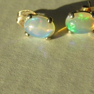 Fiery Ethiopian Welo Opal Stud Earrings Handmade 14k White - Etsy