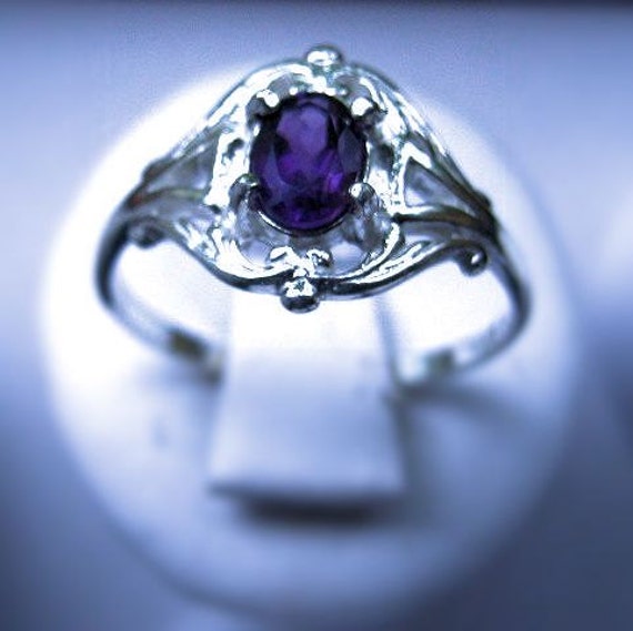 Sweet Amethyst Ring Sterling Silver Handmade Custom Genuine Gemstone Purple iolite White Blue Topaz Moonstone fine jewelry size 6 6.5 7 7.5