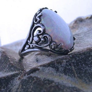 Choice of Lab created or Genuine Australian White Opal Ring Sterling Silver handmade fine jewelry size 4 5 6 7 8 9 10 11 custom image 2