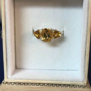 Antique Style Cushion Cut Honey Colored Citrine 3 Stone Ring sterling silver handmade fine jewelry size 4 5 6 7 8 9 10 1/2 sizes image 6